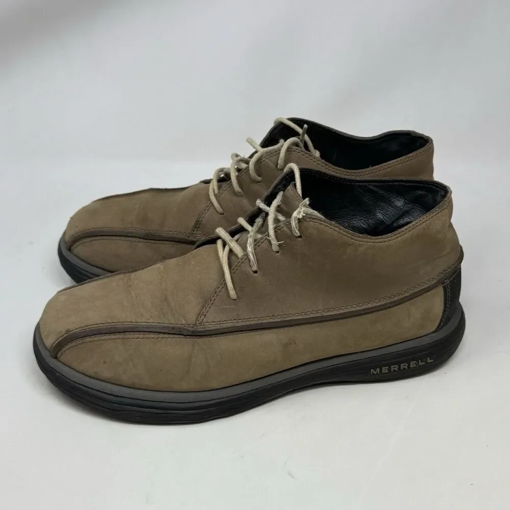 Merrell Topo Rail Chukka Boots Mens 10 Brown Tan Leather Shoes Lace Up Preppy